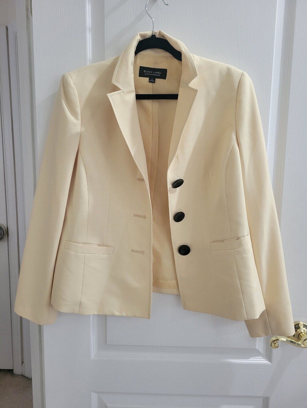 Black Label by Evan-Picone Pale Yellow Suit Jacket Blazer Size 12 Solid